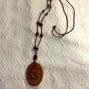 Stone Necklace with Leather And Beads